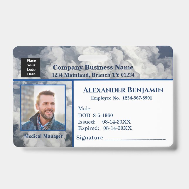 Employee Photo Logo Bar Code ID Card Custom Badge (Front)