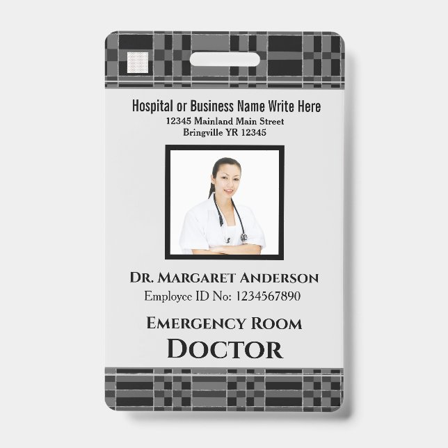 Employee Photo Logo Bar Code Name Custom Badge (Front)