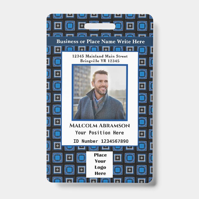Employee Photo Logo Bar Code Name Custom Badge (Front)