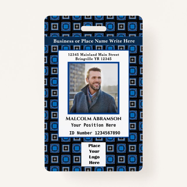 Employee Photo Logo Bar Code Name Custom Badge (Front)