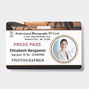 Employee Photo Logo Bar Code Name Custom Badge