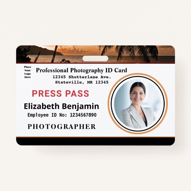 Employee Photo Logo Bar Code Name Custom Badge (Front)