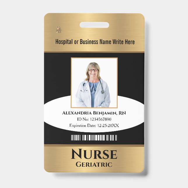 Employee Photo Logo Bar Code Name Custom Badge (Front)