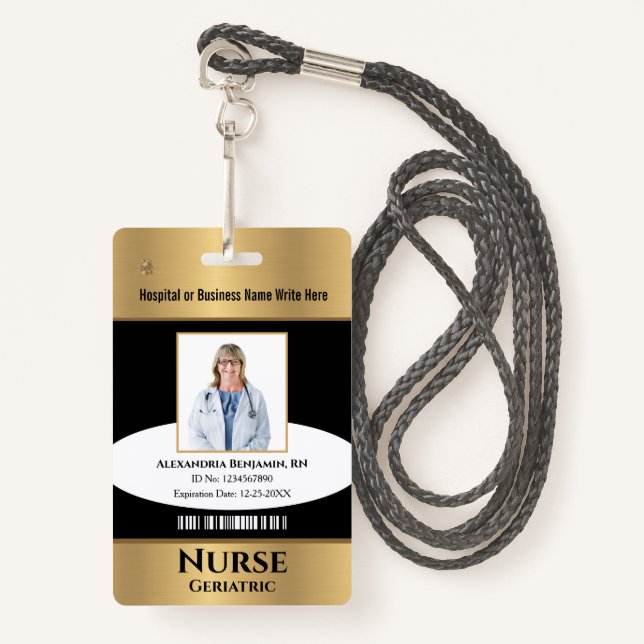 Employee Photo Logo Bar Code Name Custom Badge (Front with Lanyard)