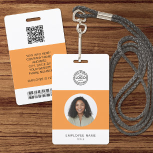 Employee Photo, Logo, Bar Code, Name ID Badge