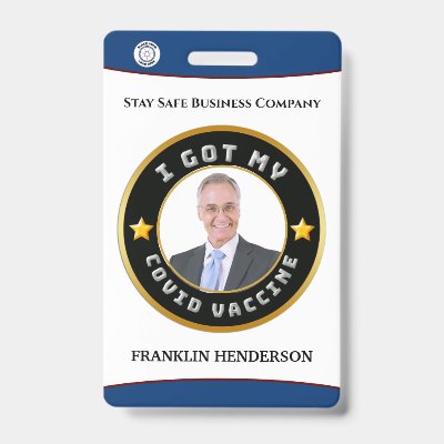 Employee Photo Logo Covid Vaccinated Custom Badge