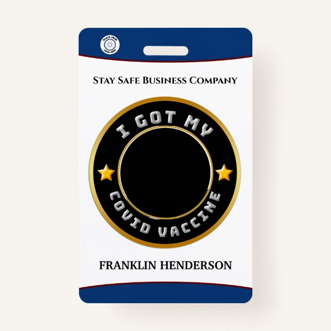 Employee Photo Logo Covid Vaccinated Custom Badge (Back)