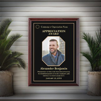 Employee Photo Logo Gold Personalize Award Plaque