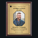 Employee Photo Logo Gold Personalize  Award Plaque<br><div class="desc">Employee Photo Logo Gold Awards Personalize Plaque is great to award your employees and volunteers at your company or organization. Replace with your information,  logo or symbol and photo.  Great to use for Award's ceremonies during the year.</div>