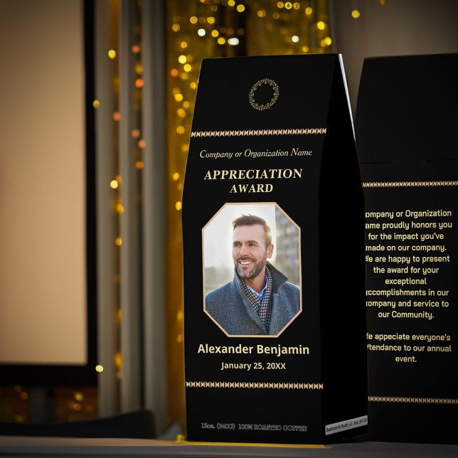 Employee Photo Logo Gold Personalize Favors Roasted Coffee (Employee Photo Logo Gold Personalize Favors Roasted Coffee is great to give to guest. )
