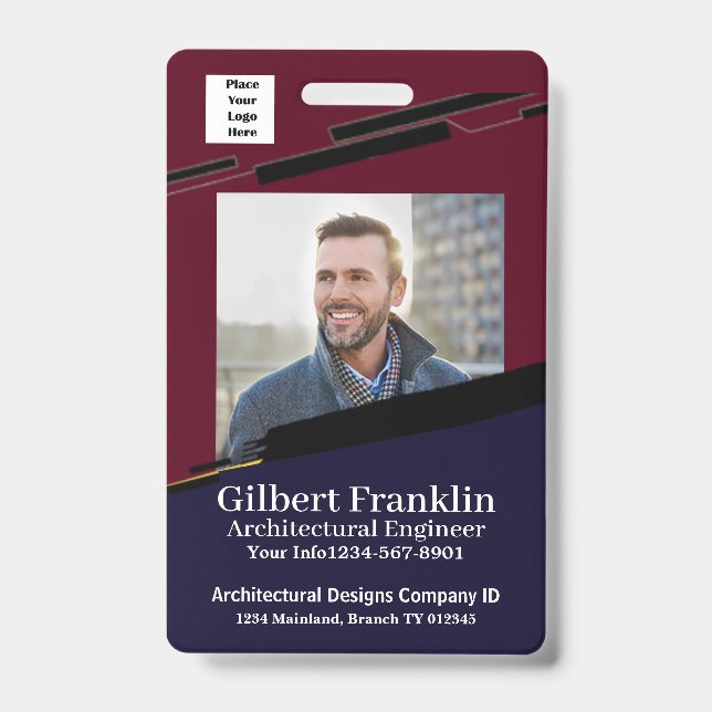 Employee Photo Logo Name Bar Code Custom Badge (Front)