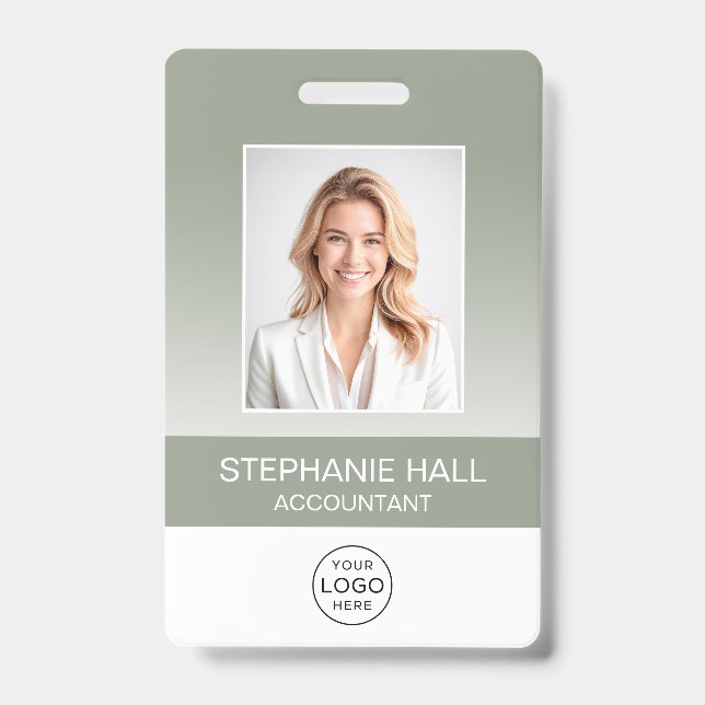 Employee Photo, Logo, Name Gradient Badge (Front)