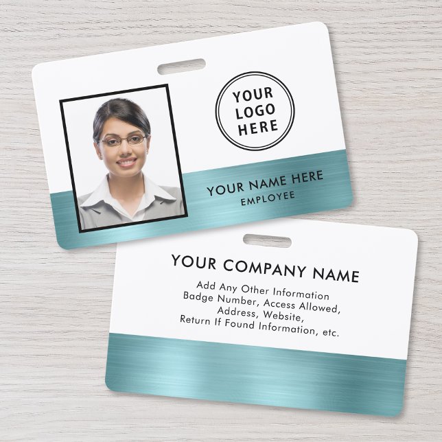Employee Photo Logo Teal Green Metallic Badge (Creator Uploaded)