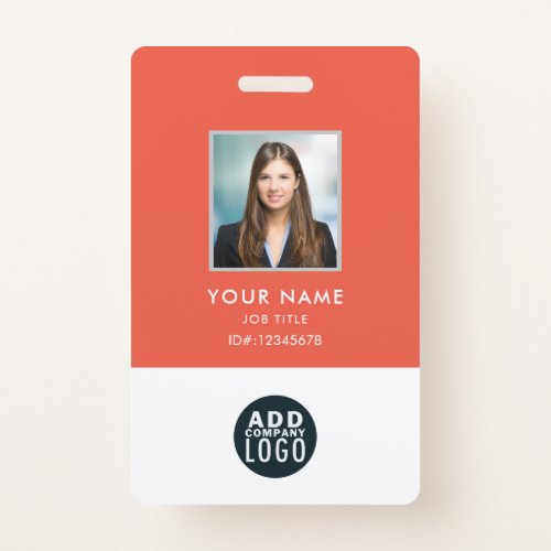 Employee Photo Name Badge Custom Barcode Logo