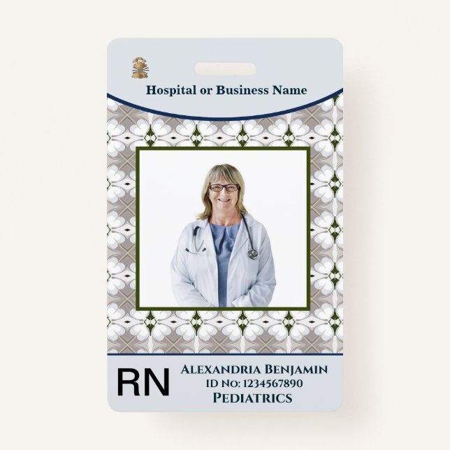 Employee Photo Name Bar Code Logo Custom ID Badge (Front)