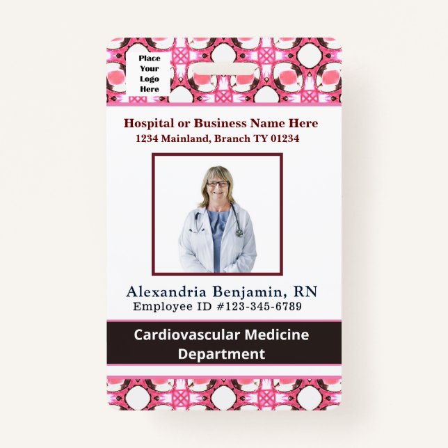 Employee Photo Name Bar Code Logo ID  Badge (Front)