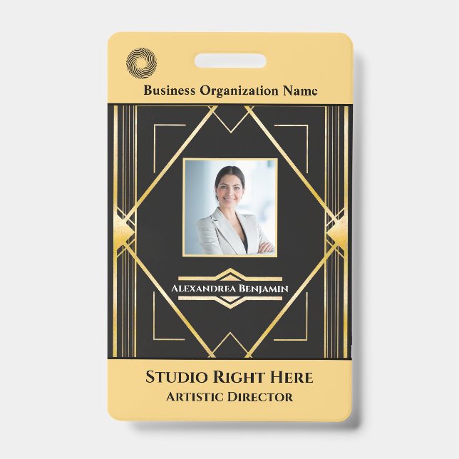Employee Photo Name Bar Code Logo ID Card   Badge (Front)