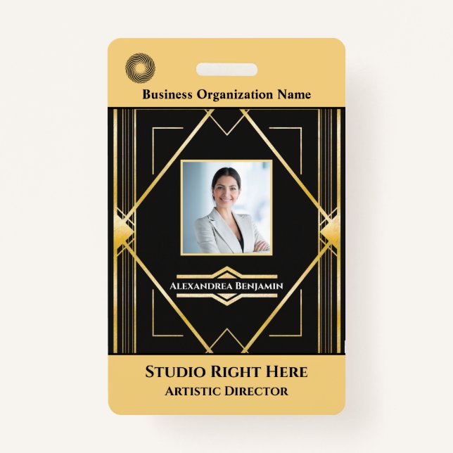 Employee Photo Name Bar Code Logo ID Card   Badge (Front)