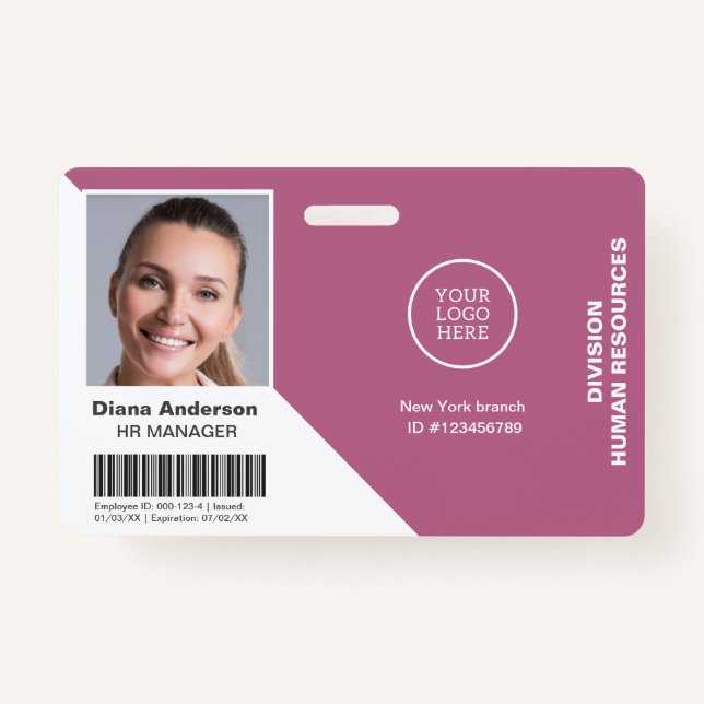 Employee Photo Name Company logo Barcode Security Badge (Front)