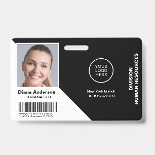Employee Photo Name Company logo Barcode Security Badge