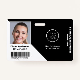Employee Photo Name Company logo Barcode Security Badge