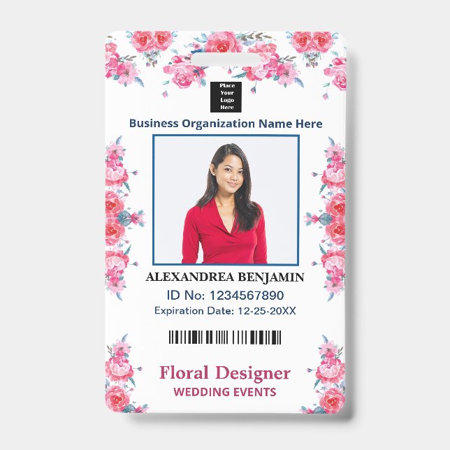 Employee Photo Name ID Card Custom  Badge (Front)