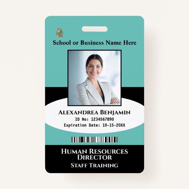 Employee Photo Name ID Card Logo Bar Code Custom Badge (Front)