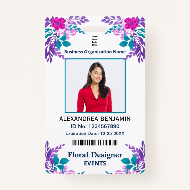 Employee Photo Name ID Identification Card Custom Badge (Front)