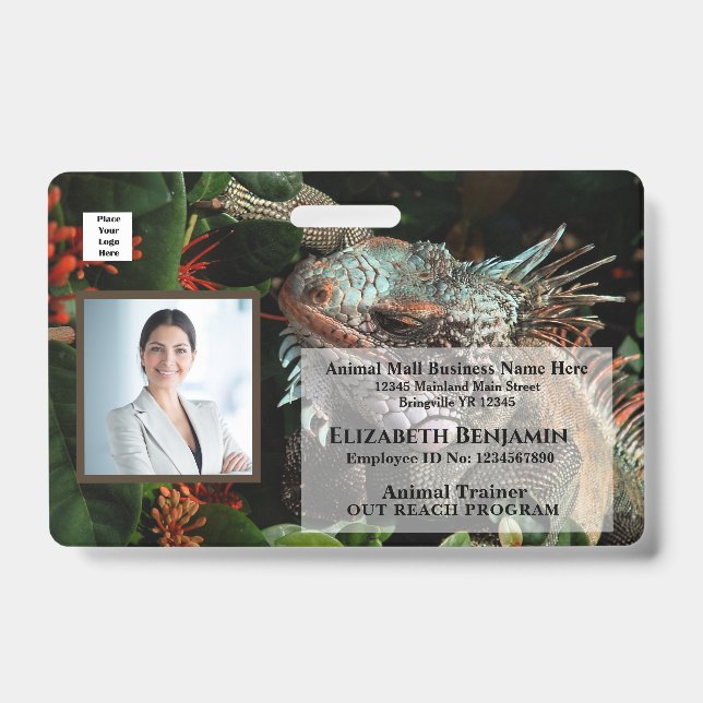 Employee Photo Name Logo Bar Code Business Badge (Front)