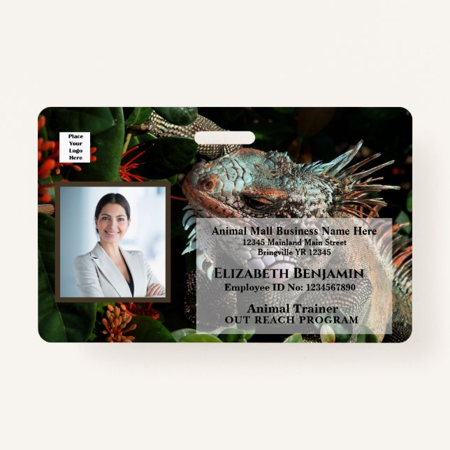 Employee Photo Name Logo Bar Code Business Badge (Front)