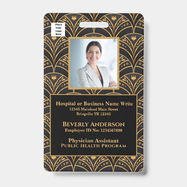 Employee Photo Name Logo Bar Code Business Badge (Front)