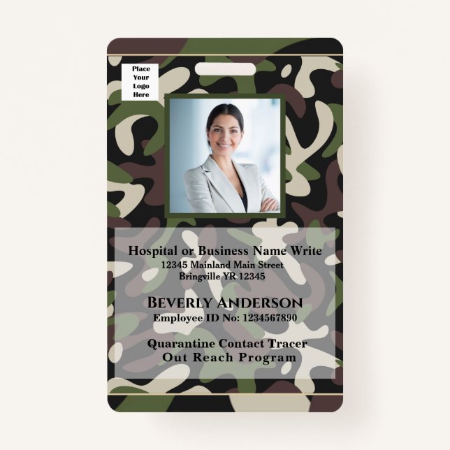 Employee Photo Name Logo Bar Code Business Badge (Front)