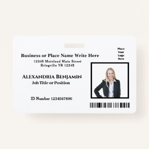 Employee Photo Name Logo Bar Code Custom Badge