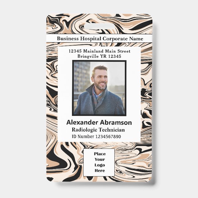 Employee Photo Name Logo Bar Code Custom Badge (Front)