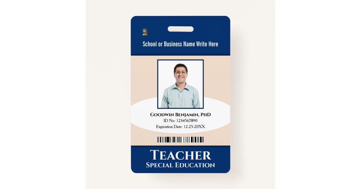 Employee Photo Name Logo Bar Code Custom Badge Zazzle