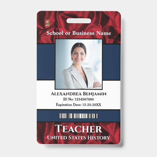 Employee Photo Name Logo Bar Code Custom  Badge (Front)