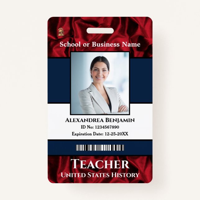 Employee Photo Name Logo Bar Code Custom  Badge (Front)