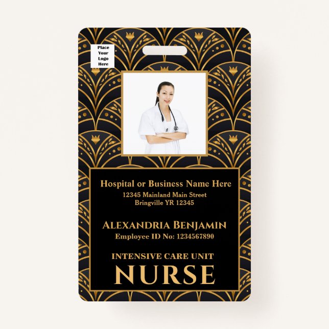 Employee Photo Name Logo Bar Code Hospital Badge (Front)