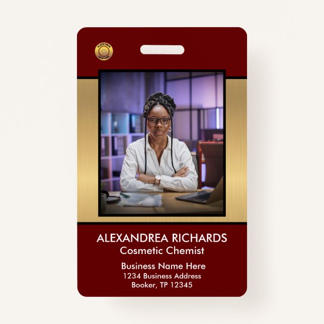 Employee Photo Name Logo Bar Code ID Card Custom  Badge (Front)