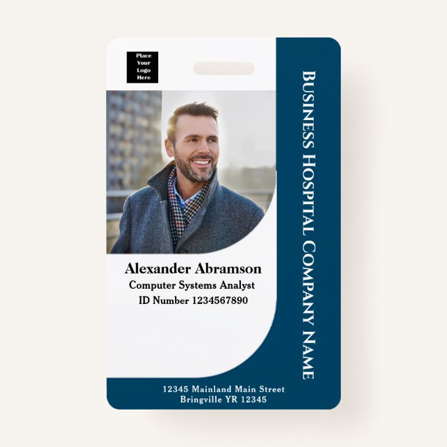 Employee Photo Name Logo Bar Code ID Card Custom  Badge (Front)