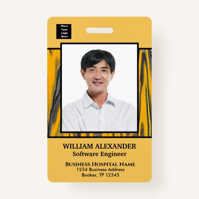 Employee Photo Name Logo Bar Code ID Card Custom  Badge (Front)