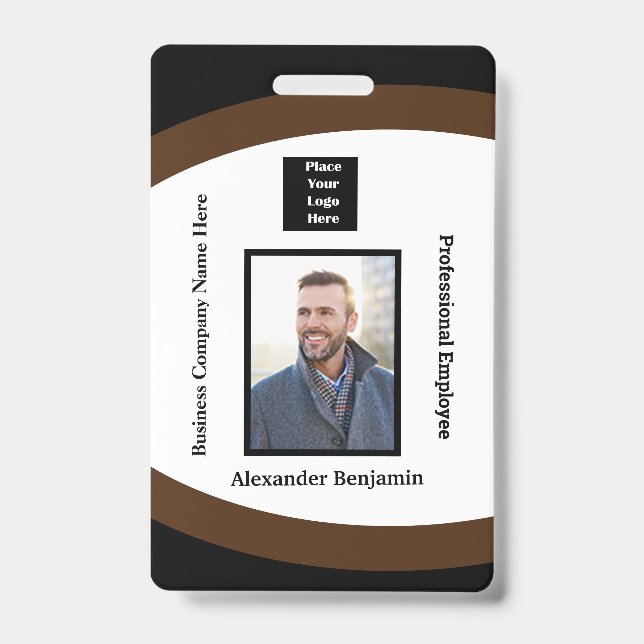Employee Photo Name Logo Bar Code ID Custom Badge (Front)
