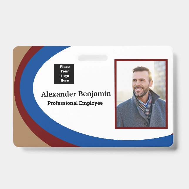 Employee Photo Name Logo Bar Code ID Custom Badge (Front)