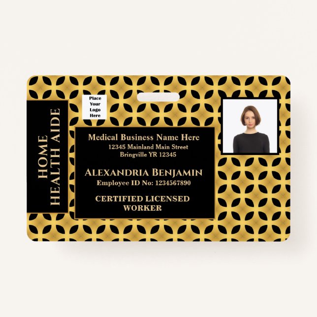 Employee Photo Name Logo Bar Code ID Custom Badge (Front)