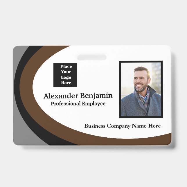Employee Photo Name Logo Bar Code ID Custom Badge (Front)