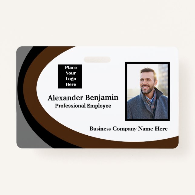 Employee Photo Name Logo Bar Code ID Custom Badge (Front)