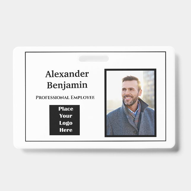 Employee Photo Name Logo Bar Code ID Personalize Badge (Front)