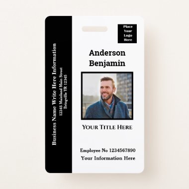 Employee Photo Name Logo ID Card Bar Code Custom Badge