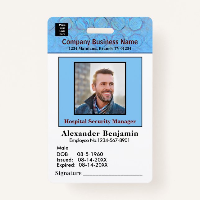 Employee Photo Name Logo ID Card Bar Code Custom Badge (Front)