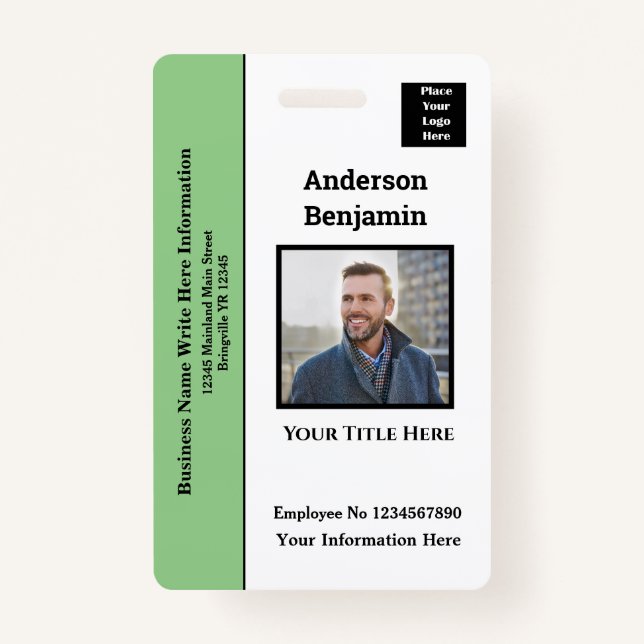 Employee Photo Name Logo ID Card Bar Code Personal Badge (Front)